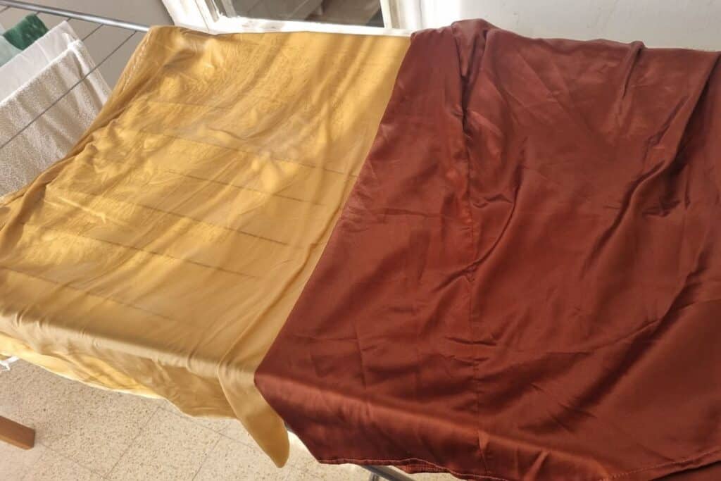 drying silk fabric hanging flat