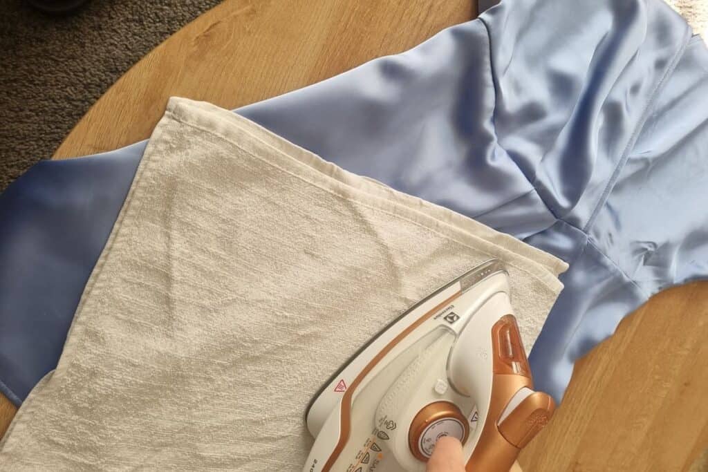 ironing blue silk clothes carefully