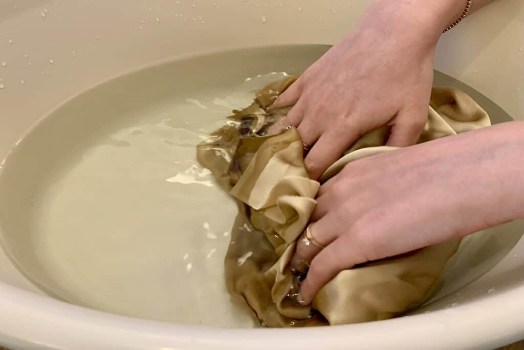 beige silk fabric careful handwash